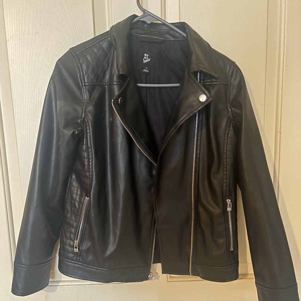Art Class Black Pleather Jacket for Girls- XL